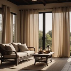 Sunbrella Indoor/Outdoor Curtain Panel with Grommets - Canvas Natural