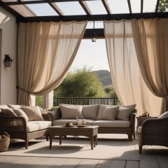 Sunbrella Indoor/Outdoor Curtain Panel with Tab Top - Canvas Natural