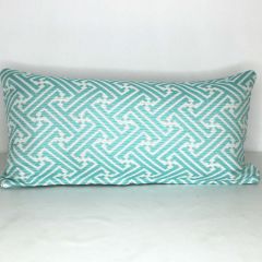 Indoor/Outdoor Sunbrella Meander Aqua - 24x12 Throw Pillow