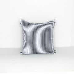 Indoor/Outdoor Patio Lane Farmhouse Ticking Indigo - 18x18 Vertical Stripes Throw Pillow