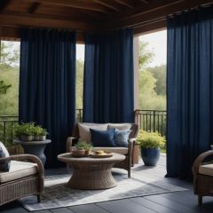 Sunbrella Indoor/Outdoor Curtain Panel with Grommets - Spectrum Indigo