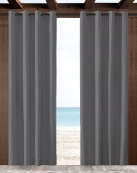 Sunbrella Cast Charcoal 40483-0001 Outdoor Curtain with Grommets