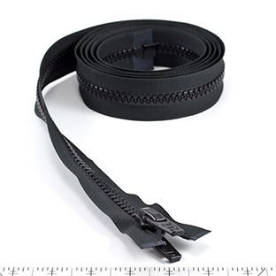 YKK® #10 Black Separating Molded Tooth Zipper (Delrin® Single Pull Slider)