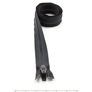 YKK #10 Heavy Duty Vislon Molded Zipper Chain - 5 Yards and 2#10 Vislon  Sliders with Top & Botom Stops Included. Color: Black. Made in The United