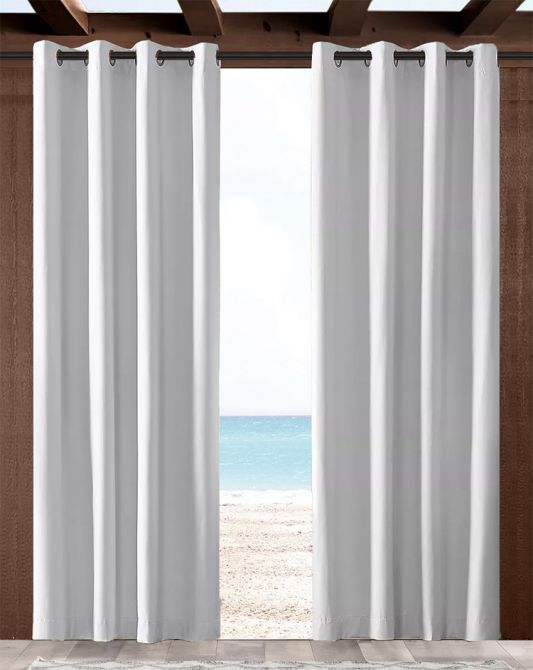 50 in x 84 in Outdoor Curtains for Patio Waterproof, Porch Privacy Drapes  on Top and Bottom Curtain , Navy (1 Panel)